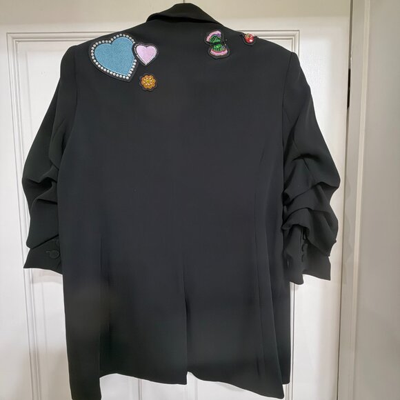 NWT $495 Cinq a Sept Black Jacket w Multicolored beads and Rhinestones sz 8 - Picture 3 of 7